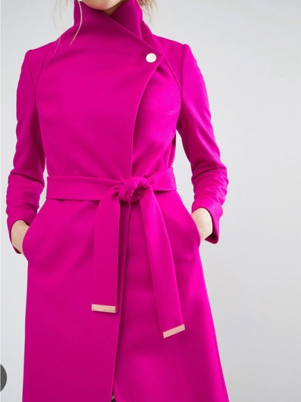 Ted Baker London Hot Pink Wrap Coat